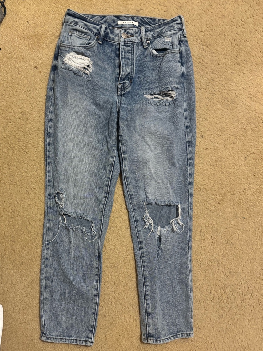 PacSun Women's Light Blue Distressed mom Jeans
